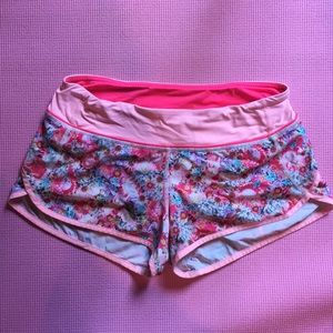 Pink Floral Print Lululemon Shorts